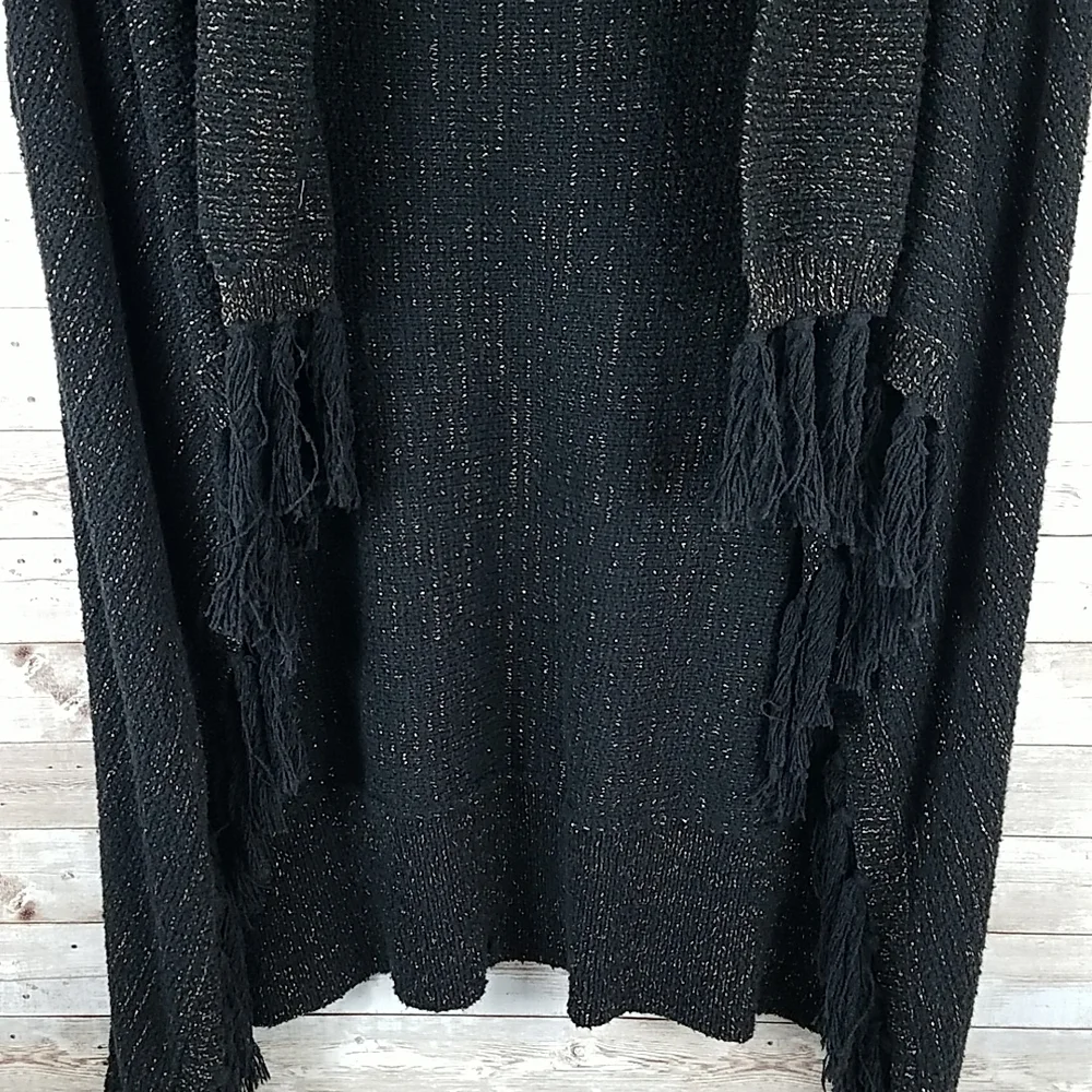Avenue, Black Chunkie Cardigan with gold Thread shimmers, sweater, Sz 14/16 - Picture 10 of 11